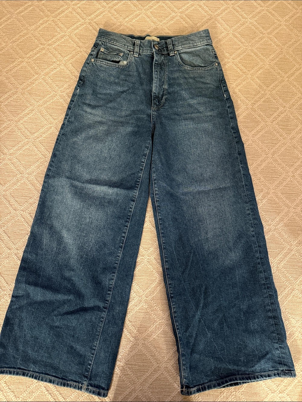 DL1961 Hepburn Wide Leg High Rise Ankle Jeans, Dark Wash, Size 27